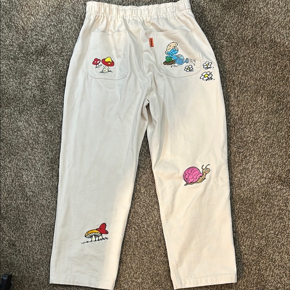 Butter goods X Smurf Embroidered Cream Pants - Picture 3 of 8